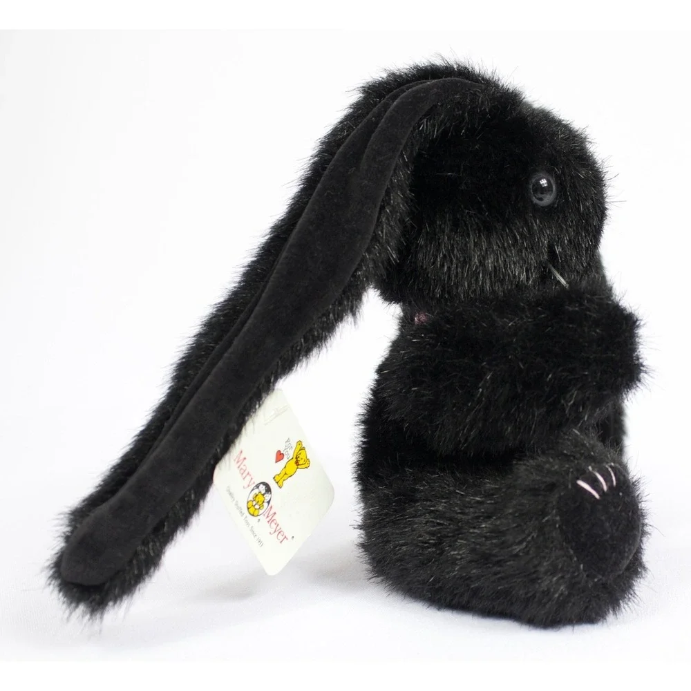 Vintage 1991 Mary‎ Meyer Jointed Black Bunny Rabbit Blue Eyes Pink Bow w Tags 7